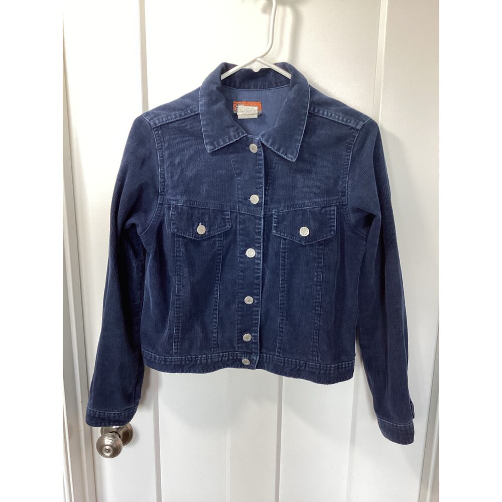 Vintage Y2K Bulldog urban outfitter Corduroy Jacket Retro Blue‎ Size Medium